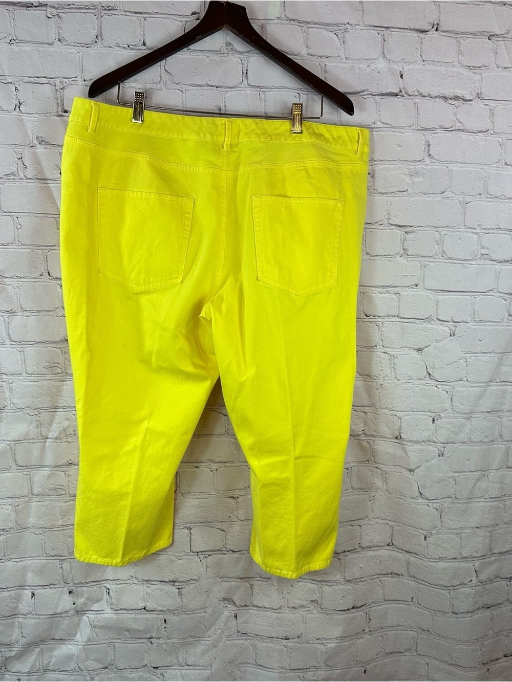 Coldwater Creek Bright Yellow Capri Pants women 20 cotton blend beach summer - Picture 2 of 8